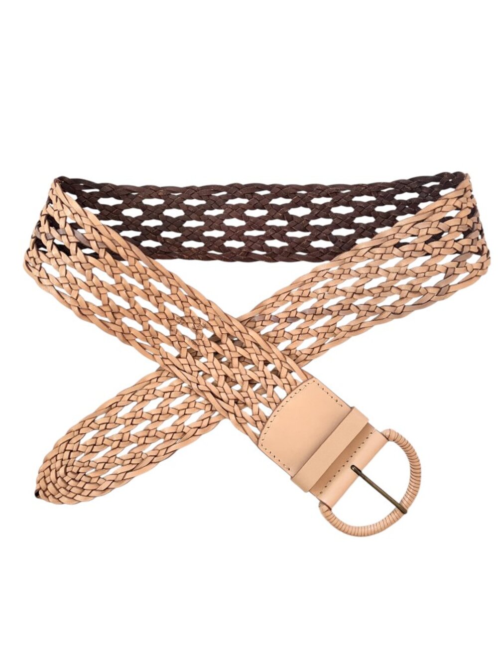 LOFT wide Braided leather belt sz M natural